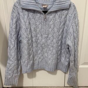 Sincerely Jules Light Blue Cable Knit Turtleneck Sweater